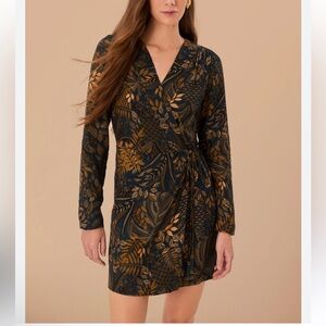 Farm Rio Teal Dotted Viscose Wrap Mini Dress NWT